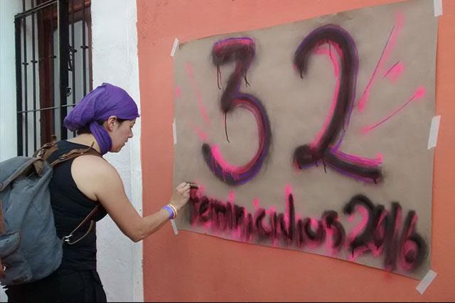 Marchan en Puebla contra los 32 feminicidios ocurridos este año