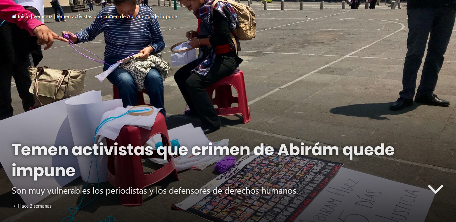 Temen activistas que crimen de Abirám quede impune (Veracruz)