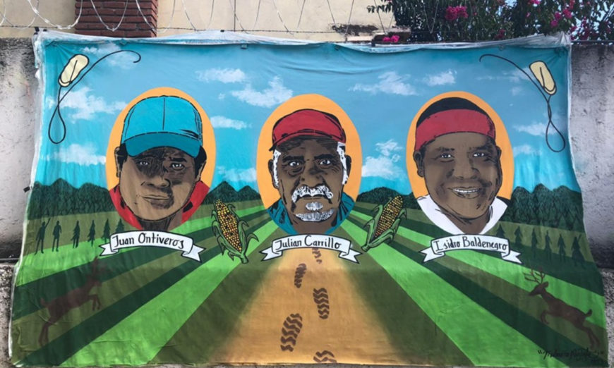 Plasman en mural los rostros de tres defensores indígenas del medio ambiente en Chihuahua