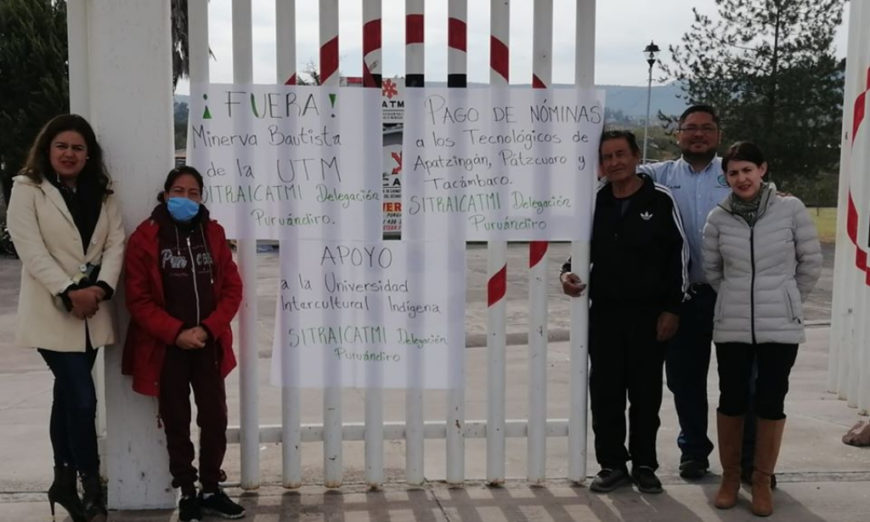 Sindicatos de nivel medio y superior Michoacán protestan por falta de pago de aguinaldo