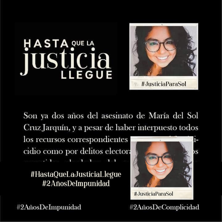 La Justicia para Sol no llega por complicidades, simulación e impunidad del gobierno de Murat (Oaxaca)
