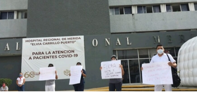 Se manifiesta personal del ISSSTE en Mérida por falta de equipo para atender a pacientes con Covid-19