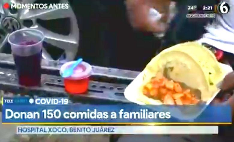 Reparten comida gratis a familiares de pacientes COVID-19 en Hospital de Xoco (Ciudad de México)
