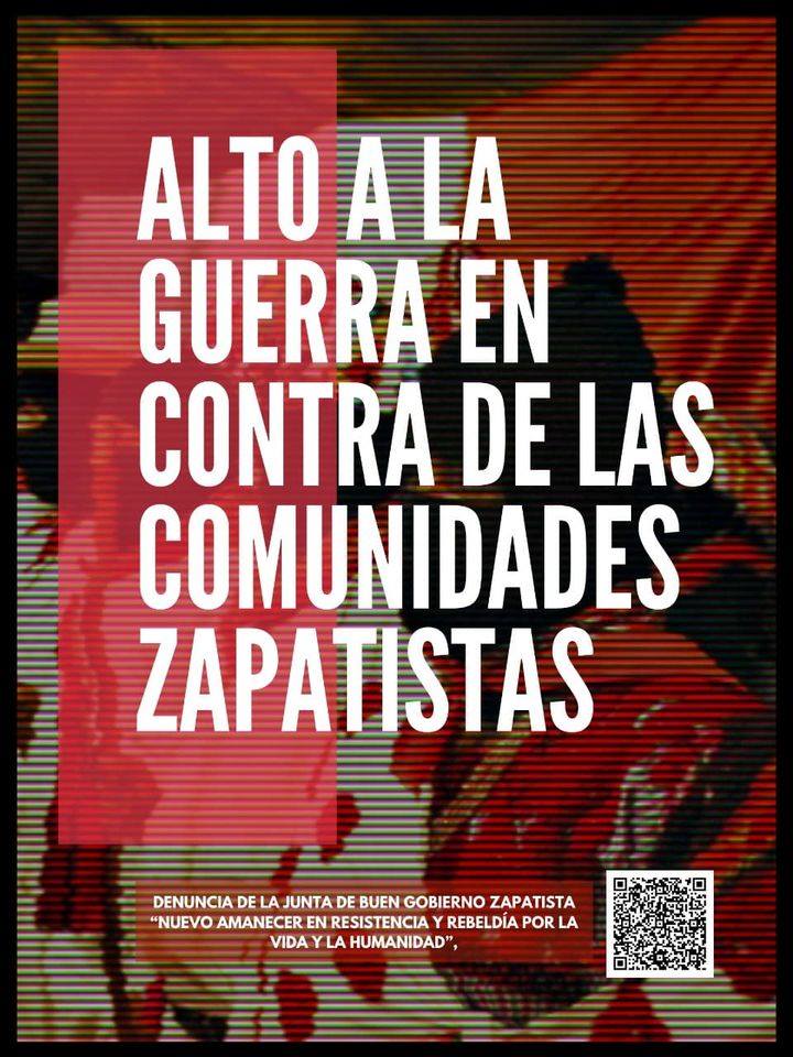Acción en Puebla en repudio a los ataques paramilitares en contra de comunidades zapatistas