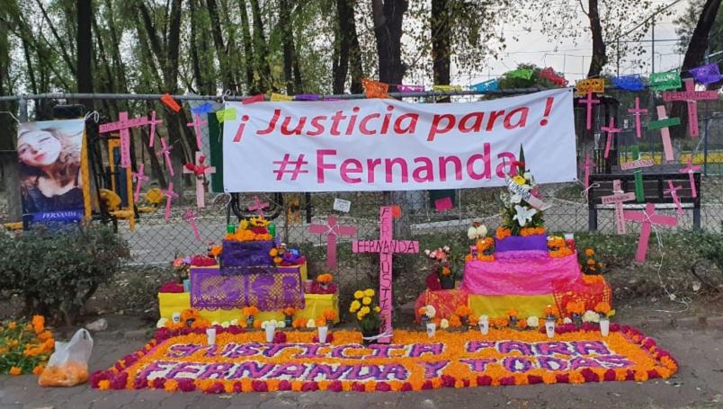 Exigen justicia para Fernanda Sabalza Sánchez con ofrenda en Tlalnepantla (Estado de México)