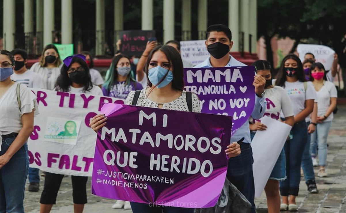 Manifestantes piden justicia para Karen en Tamaulipas