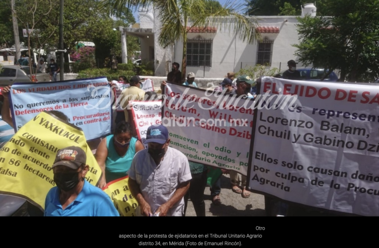 Protesta y conato de bronca ante Tribunal Agrario en Mérida, Yucatán