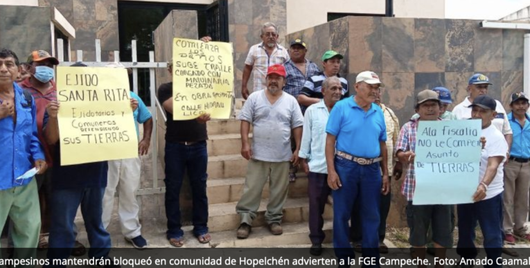 Ejidatarios mantienen bloqueo en comunidad de Hopelchén por presencia de presuntos narcotraficantes (Campeche)