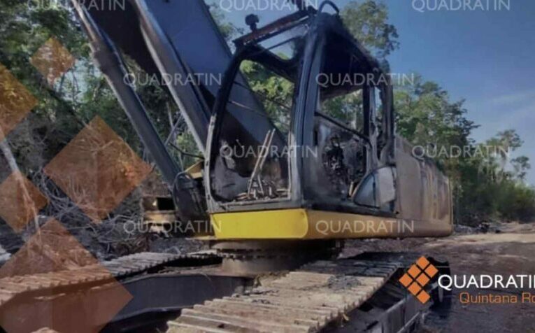 Paraliza obras de Tren Maya quema de maquinaria en tramo 6 (Quintana Roo)