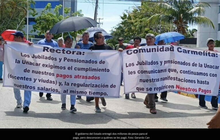 En Ciudad del Carmen, jubilados de la Unacar exigen pagos atrasados (Campeche)