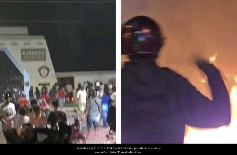 Queman garita de Sedena en Cozumel; acusan a militar de violar a niña que vendía chicharrones (Video) (Quintana Roo)