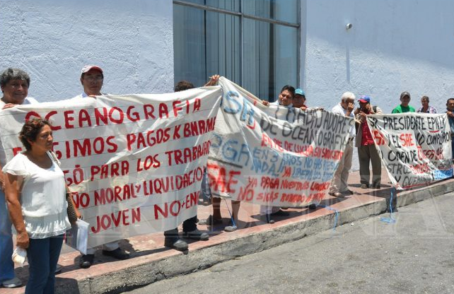 Protestan extrabajadores en contra de Yáñez Osuna (Campeche)