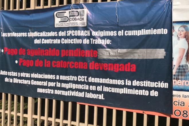 Para Cobach por retraso en pago de sueldos; sin clases 39 mil estudiantes (Baja California)