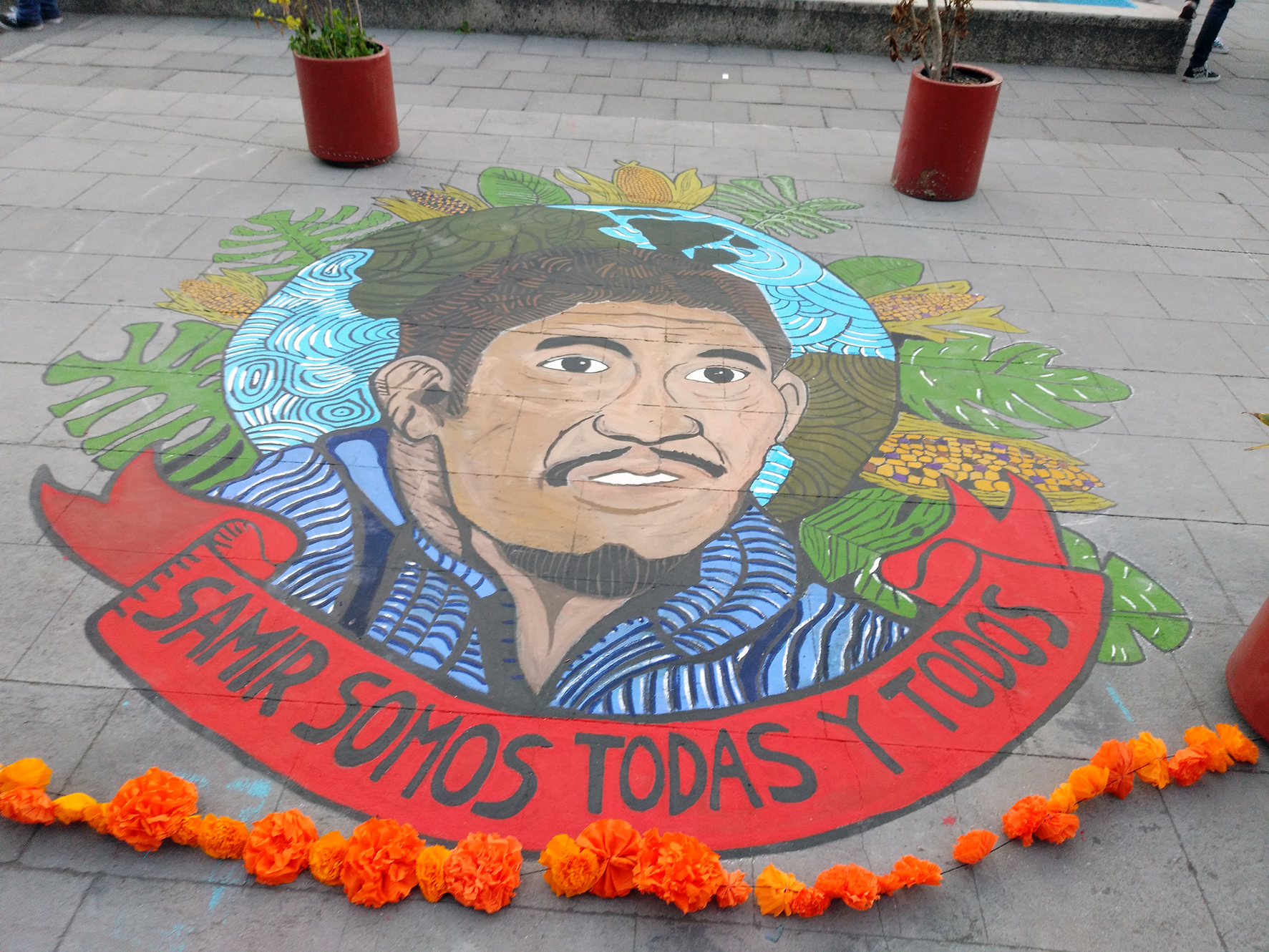 Samir somos todas y todos en la Facultad de Ciencias de la UNAM: pintura gigante, pega y volanteo