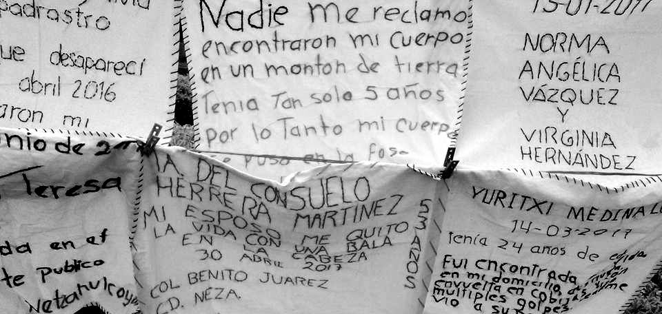 Vivas en la Memoria: mujeres bordan para denunciar feminicidios y desapariciones en Nezahualcóyotl (Estado de México)