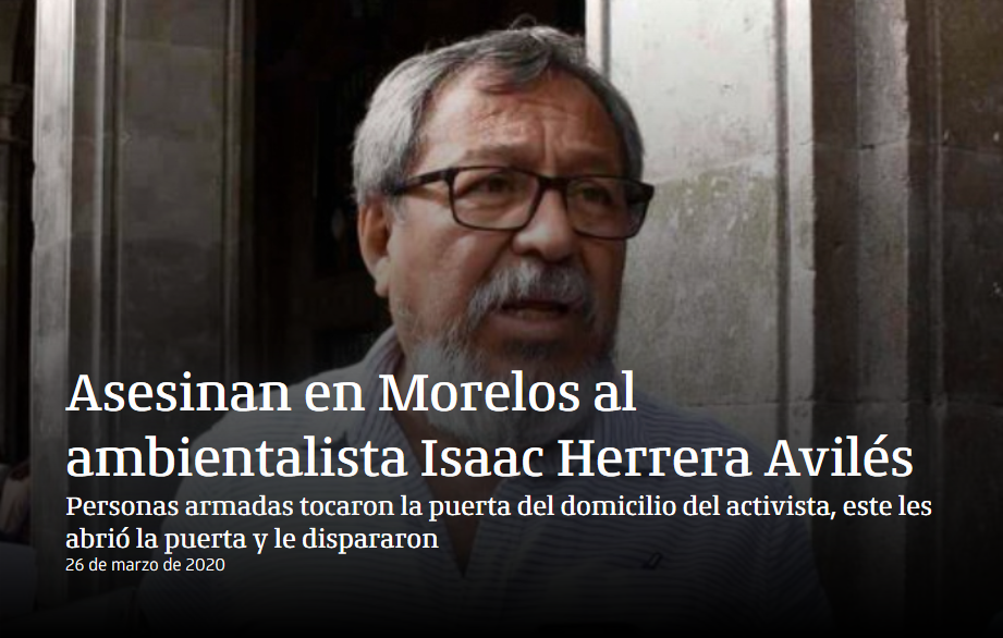 Asesinan en Morelos al ambientalista Isaac Herrera Avilés