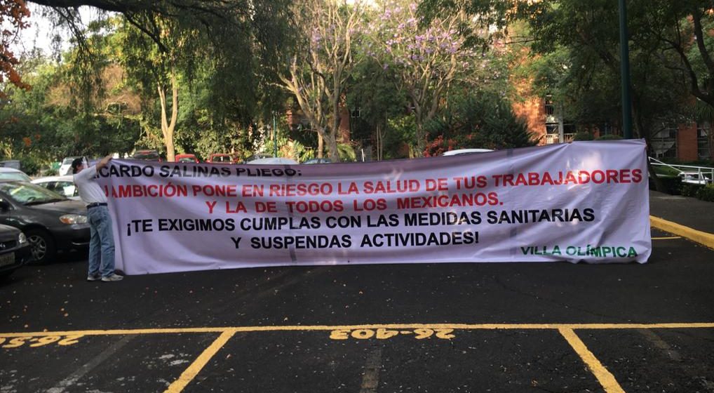 Vecinos de Tlalpan acusan a Grupo Salinas de ponerlos en peligro por obligar a sus empleados a trabajar (Ciudad de México)