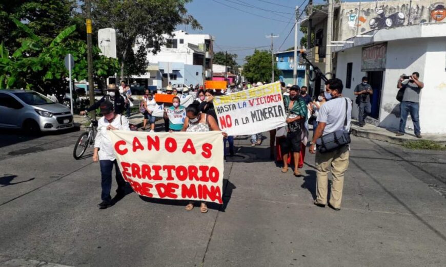 Marchan en Canoas, Colima, contra mineras y el proyecto Rufus 5