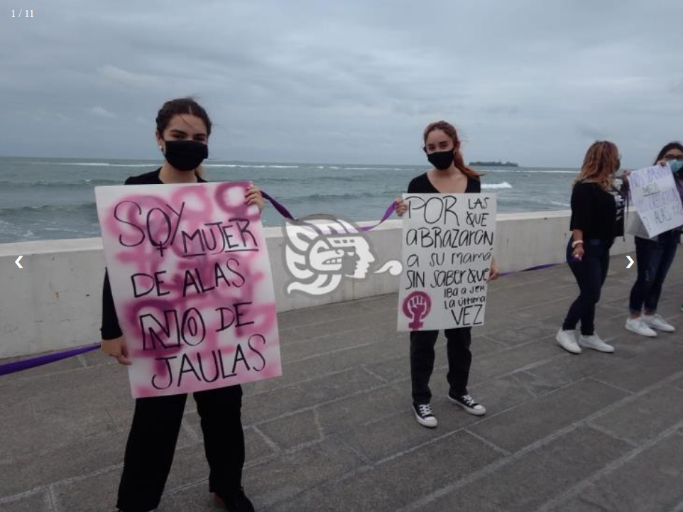 Con cadena humana veracruzanas buscan detener violencia contra mujeres y niñas