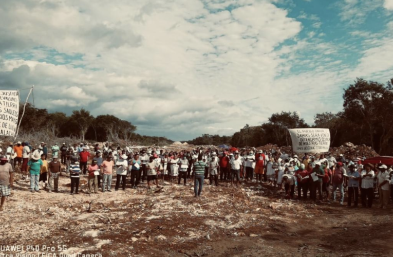 Ejidatarios de Halachó bloquean de nuevo construcción del Tren Maya (Yucatán)