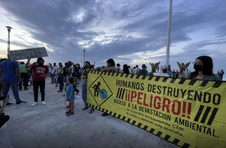 Protesta en Cozumel: Ambientalistas advierten el daño que causará un cuarto muelle de cruceros en la isla