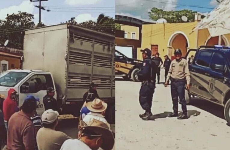 Pueblo de Sitilpech impide entrada de camión de cerdos (Yucatán)