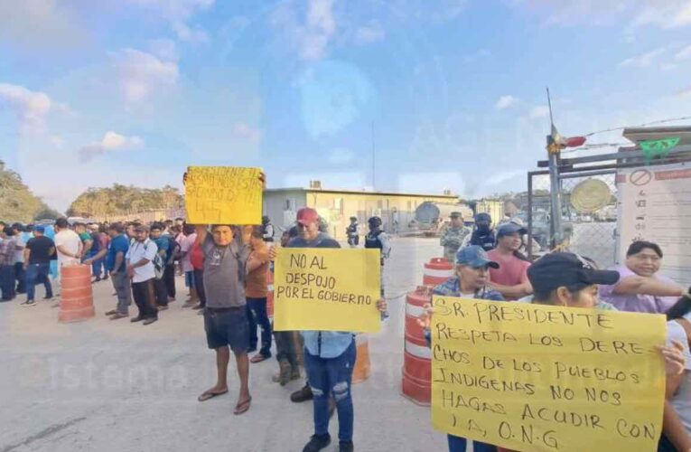 “¡Basta de mentiras!”: Bloquean ejidatarios de Chunyaxché obras del Tren Maya; acusan al gobierno federal de incumplir acuerdos (Quintana Roo)