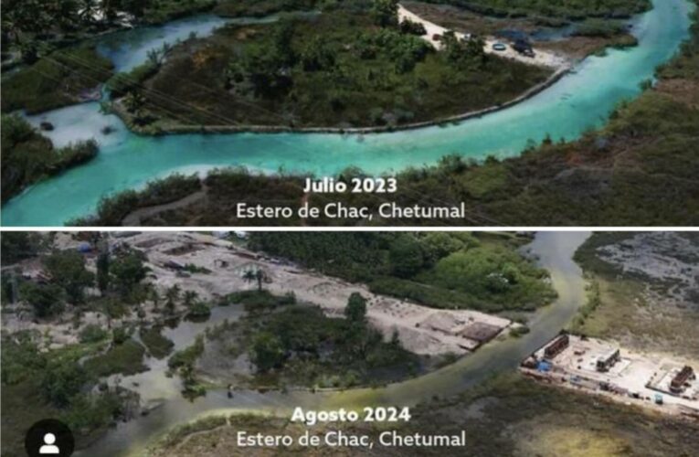 Alarman daños a Estero de Chac, hay visible coloración de agua (Quintna Roo)