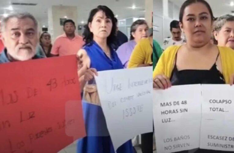 Crisis por falta de luz: Protestan trabajadores del ISSSTE Chetumal (Quintana Roo)
